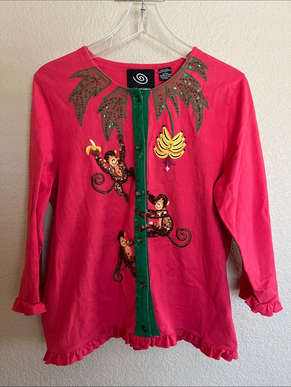Michael Simon button down cotton monkey cardigan